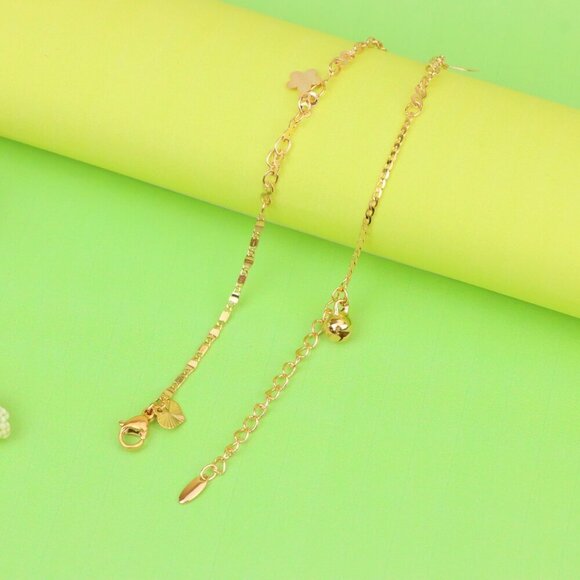 "Rose Gold Plated Anklet with Mixed Charms and Elegant Detailing, XPAL1060 - Picture 8 of 12